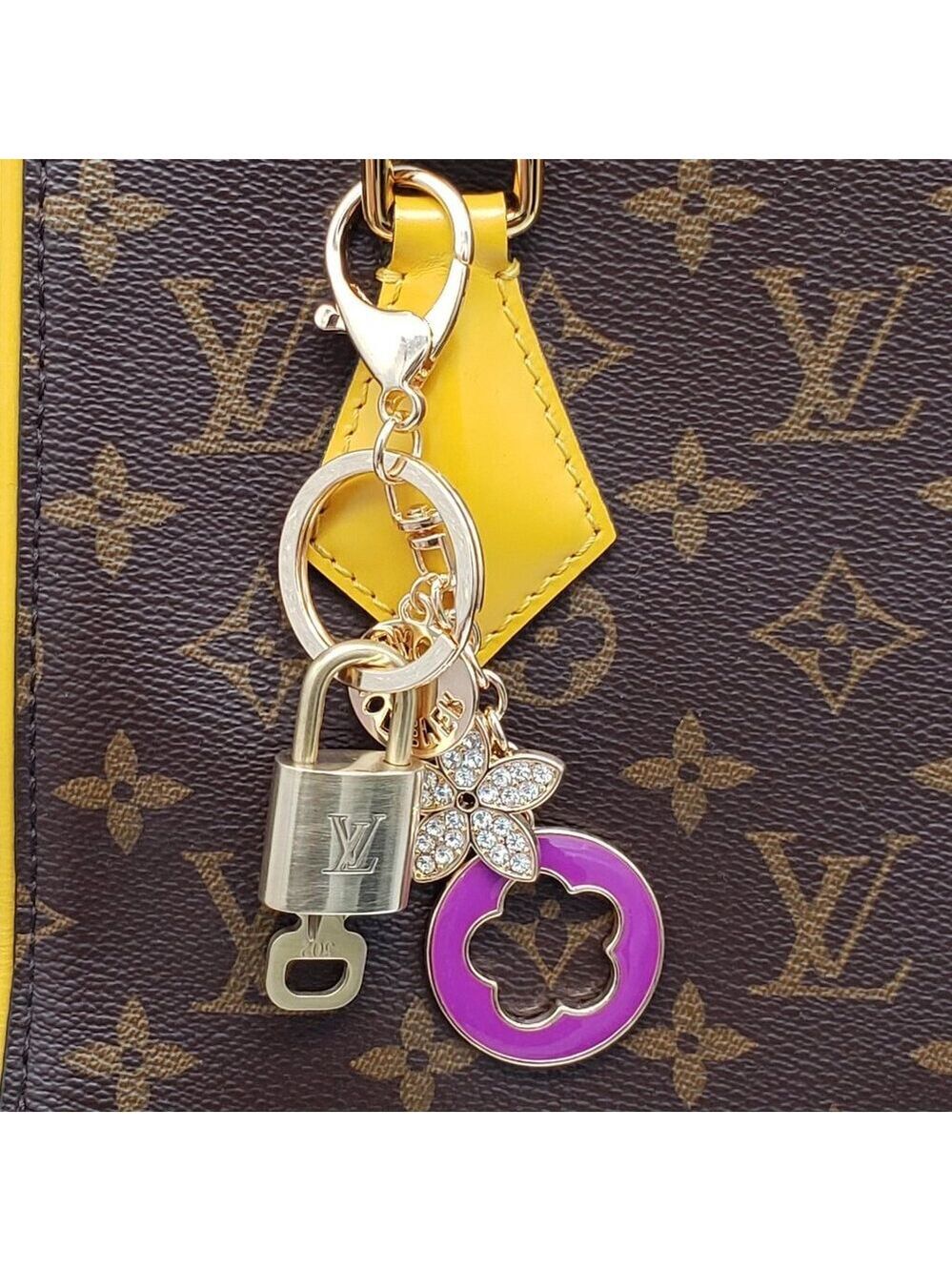 Authentic Louis Vuitton Lock & Key with Unbranded Flower Charm, Keychain